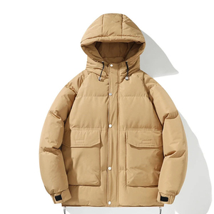Veste d'hiver pour homme de haute qualité, tricotée, 90% duvet, à capuche, avec fermeture éclair épaisse tendance, respirante, imperméable - Product Image 4