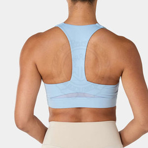 Camiseta Deportiva Corta de Espalda Cruzada para Mujer, con Logotipo Frontal, Transpirable, de Secado Rápido, de Poliéster/Algodón, para Entrenamiento en Interiores - Product Image 4