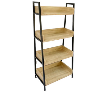 Étagère à livres en contreplaqué à 4 niveaux de style industriel CASAN, minimaliste et gain de place, avec structure en fer pour la maison, le bureau, l'atelier, la chambre - KS68114 - Product Image 1