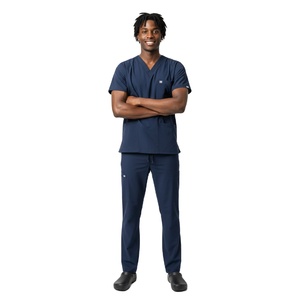 Mens <b>Scrub</b> <b>Set</b> For Medical Staff Breathable Fabric Top And Bottom Hospital Uniform OEM ODM Export Quality - Product Image 1