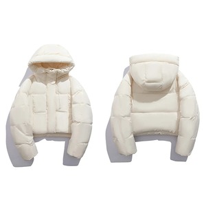 Abrigo de Otoño Invierno para mujer, Parkas recortadas con capucha, chaqueta holgada informal cálida de gran tamaño, chaqueta acolchada a la moda - Product Image 5