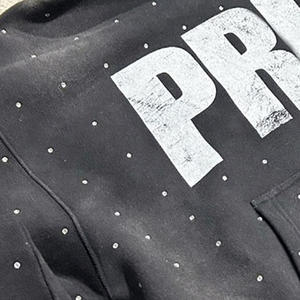 Sudaderas con capucha de diamantes de imitación con diseño ostentoso personalizado para hombre al por mayor sudaderas de lana en relieve con técnica bordada uso en invierno - Product Image 4