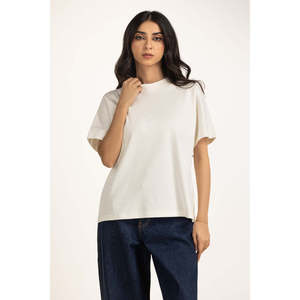 Women's Relax Fit Top WM-KTP-WS25-109 Cotton Jersey Breathable Casual <b>Bow</b> Collar Tee OEM ODM Manufacturer Pakistan - Product Image 3