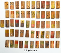 Ensemble de dominos en bois sculpté à la main en gros avec boîte rectangulaire en bois, couleur personnalisée, double six pour Pâques