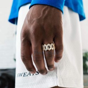 Venta caliente 925 plata esterlina 18K chapado en oro VVS Moissanite Baguette estilo anillo Popular cadena de eslabones cubanos Hip Hop - Product Image 4