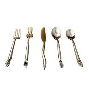 Ensemble de couverts en acier miroir plaqué or de luxe, cuillère, fourchette et couteau élégants, couverts pour la salle à manger, la vaisselle et la cuisine - Product Image 2