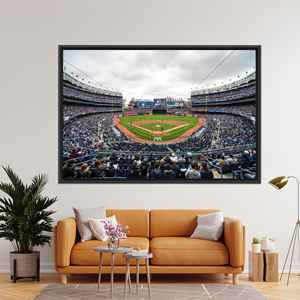 Decoración de Lona con Diseño del Estadio Yankee de Béisbol: Impresión Artística de Nueva York, 1 Pieza: Marco Negro - Product Image 1