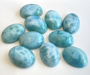 Larimar ธรรมชาติ Cabochon 6x8mm แบนหลัง-หลวม Larimar รูปไข่ Cabochon ดี - Product Image 5