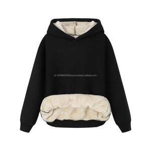 high quality custom logo hooded pullover sweatshirt winter <b>sherpa</b> <b>fleece</b> oversized streetwear hoodie plain men's hoodies - Product Image 2