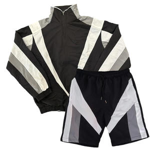 Vêtements d'été pour hommes personnalisés deux pièces fermeture éclair survêtement polyester coupe-vent survêtement et veste ensemble veste courte ensemble - Product Image 3