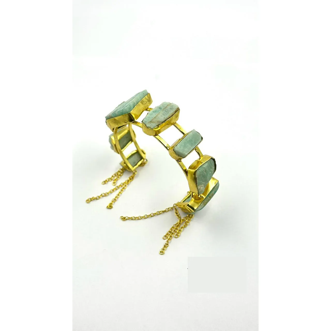Bracelets de menottes en pierre d'amazonite naturelle Bracelets de bijoux de mode en laiton élégance terreuse Acheter à prix réduit
