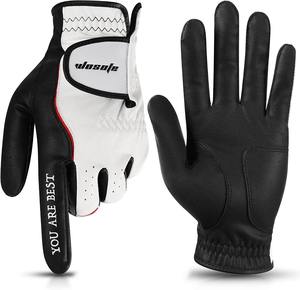 Mens <b>Golf</b> Glove Hook and Loop Closure Single Piece Left Right Hand Genuine Sheepskin Leather Soft Breathable Anti Slip Sports - Product Image 1