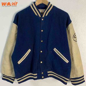 Blouson de baseball pour hommes avec logo personnalisé Blouson universitaire à col montant brodé en chenille bleue pour l'hiver personnalisable - Product Image 1