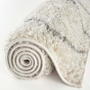 Moroccan Ivory Grey Shaggy <b>Rug</b> 800-Machine Made <b>Boho</b> Living Room Carpet Plush Abstract Hallway <b>Rug</b> - Product Image 5