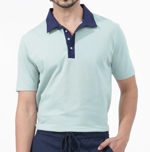 Polo homme à manches courtes avec logo personnalisé tendance, nouveau design, tissu en coton doux, broderie contrastée - Product Image 1