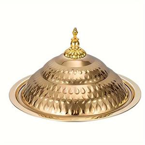 Casserole de luxe faite à la main en métal de conception arabe de haute qualité avec couvercle chauffe-aliments de table pour la cuisine ustensiles de cuisine maison - Product Image 5