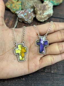 Handmade Multi-Gemstone <b>Cross</b> <b>Necklace</b> Unique Religious Artisan Jewelry Colorful Sterling Silver Gold Spiritual Gift Unisex - Product Image 4
