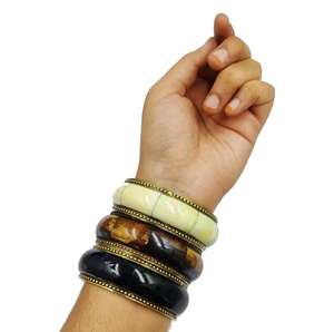 Bracelets en os naturel de style animal vintage faits à la main, os de chameau et os de bovin, avec agate, fabriqués à la main par des artistes - Product Image 6