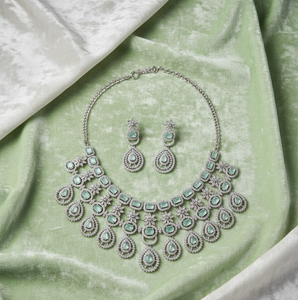 Conjunto de Collar y Aretes de Novia de Moda para Mujer, Joyería Tradicional para Fiesta de Bodas, Calidad Premium para Venta al por Mayor - Product Image 3