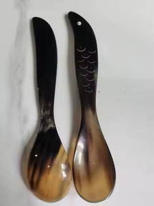 ช้อนขัดกระจกด้ามเขาควายทำด้วยมือช้อนเสิร์ฟสำหรับใช้ในงานปาร์ตี้โดยงานฝีมือรูปพระจันทร์เสี้ยว - Product Image 3