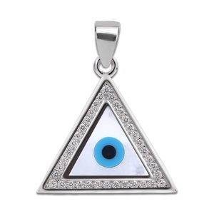 Colgante de Plata 925 con Ojo Turco y Triángulo Geométrico para Hombre y Mujer - Regalo para Hermana, Novio o Amiga - Product Image 4