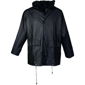 ASATEX Black PU Rain Jacket Size L Stylish <b>Raincoat</b> - Product Image 2