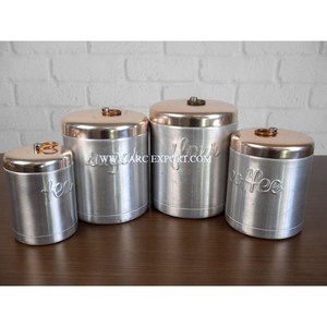 Té Café Azúcar Pan Bote Latas Esenciales de cocina para olla de azúcar y cajas de almacenamiento de pan Juego de 4 ollas de latón de diferentes tamaños - Product Image 3