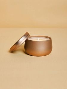 Round Shape Metal Wax <b>Candle</b> <b>Jar</b> With Smooth Surface For Relaxation Mood Setting And Aesthetic Decoration Purpose - Product Image 3