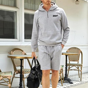 Winter Hooded Casual Men's Hoodies <b>Shorts</b> Set 100% Cotton High Quality Windproof - Product Image 5