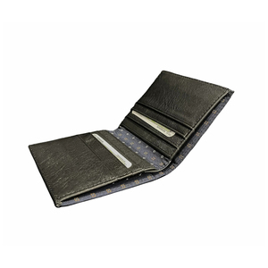 Cartera clásica negra de cuero genuino y tela con compartimentos para tarjetas Caja de cierre abierto incluida - Product Image 4