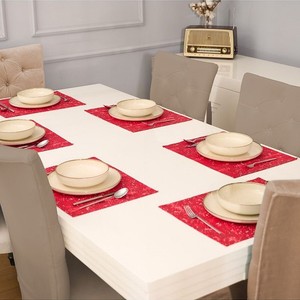 ROSEHAN Juego de Manteles Individuales Elegantes de Algodón 100%, 7 Piezas, Color Rojo, 35x45cm, Duraderos, Lavables, Tejidos, Diseño Sólido, Medianos - Product Image 2
