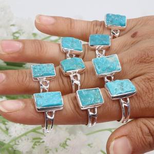 Arizona Turquoise Ring Sterling Silver Natural Raw Gemstone Birthstone Ring <b>Handmade</b> <b>Jewelry</b> for Her - Product Image 2