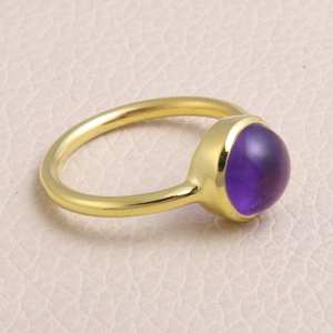 Handmade Minimalist <b>Amethyst</b> Sterling Silver <b>Ring</b> February Birthstone for Wedding Party Oval Cut Valentine's Day Gift for Women - Product Image 2
