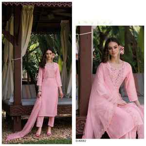 2023 Designer Premium Qualité Pure Viscose Mousseline Kurti Pantalon Dupatta Sexy Accessoire Travail pour Femmes Haute Couture pour Mariage - Product Image 2