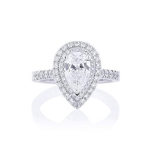 แหวนเพชรสำหรับผู้ใหญ่10K ทำจากเงินทองสำหรับ VVS2ตัดลูกแพร์1กะรัตมีใบรับรองจริยธรรมขายส่ง - Product Image 3