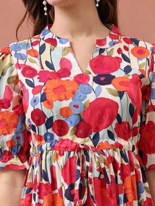 Vestido de algodón con estampado de bloque de mano indio, nueva moda, ropa informal de verano Floral, estilo dulce tejido hecho a mano Natural para San Valentín - Product Image 4