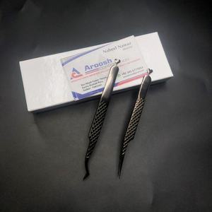 Venta al por mayor profesional sólido Acero inoxidable diamante corazón agarre pestañas extensión pinzas Plasma negro sostenible puntiagudo - Product Image 4