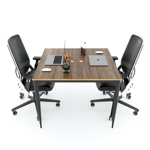 Table minimaliste pour 2 personnes, 100x100cm, en contreplaqué avec revêtement mélaminé, pieds Cone II, HBCN013 - Product Image 2