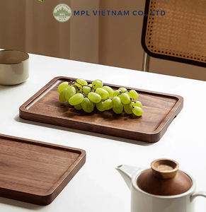 Bandeja de Servir de Madera de Nogal Negro Sólido de Lujo, Plato Decorativo Rectangular Elegante para Postres y Café - Product Image 6