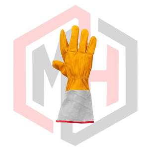 Lineman <b>Leather</b> Glove Reinforced Palm Knit <b>Wrist</b> <b>Cuff</b> Anti-Static Tear-Resistant 11 oz 14 Inch One Size Fits All Stick/TIG/MIG - Product Image 2