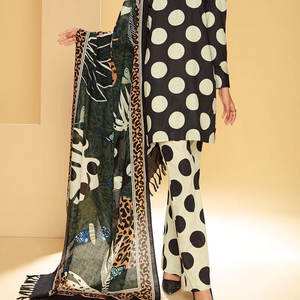 Pakistanaise Shalwar Kameez Robe en lin pour femme Trois pièces cousues Designer Costume en lin pour femme à vendre - Product Image 4