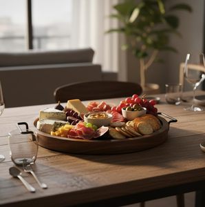 Bandeja de Servir de Madera de Acacia con Asas de Hierro, para Frutas y Bebidas, Bandeja de Servir Postres, Alto Estándar, Precio Más Bajo - Product Image 3