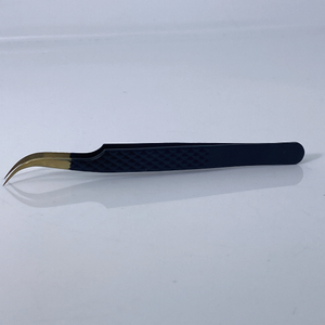 แหนบถอนขนตาสแตนเลสสีดำและสีทองแหนบสำหรับดัดขนตาแบบตรง - Product Image 3