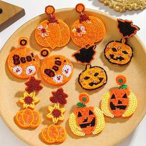 2025 nouveauté bohème ethnique perlé boucles d'oreilles pour les femmes fantastique fantôme Festival Halloween chapeau classique mode bijoux - Product Image 2