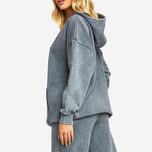 Nuevas sudaderas con capucha extragrandes de estilo Y2K para mujer, a la moda, con lavado ácido, manga larga, informales de invierno, con forro polar frontal transpirable - Product Image 5