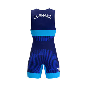 Service OEM bleu Plus Size Blue Wrestling Singlet Personnalisé 100% Polyester Wrestling Singlets - Product Image 4