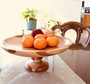 แท่นวางเค้กไม้อะคาเซียสำหรับเสิร์ฟเค้กและผลไม้ถาดไม้ทรงกลมสำหรับกลางแจ้ง - Product Image 6