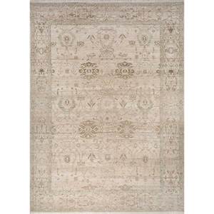 Tapis en laine afghane noué à la main Erbe Ivory Floral, style Tabriz, rectangulaire, pour salon et couloir, pour la décoration de la maison - Lnr-1722 - Product Image 1