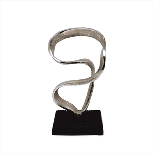 Escultura de Metal de aluminio con acabado plateado de forma Irregular, precio al por mayor, uso de decoración de oficina y hogar para restaurantes, hoteles - Product Image 1