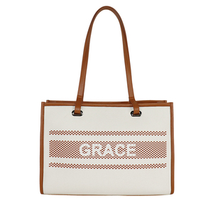 Sac à bandoulière design à motifs imprimés pour femmes en toile avec sac à main en cuir PU Fabricant de sacs fourre-tout à poignée décontractée - Product Image 4